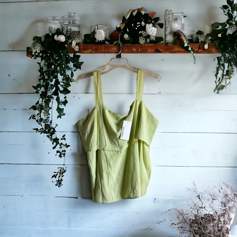 Heatherly Women's Size 2X Green Tank Top - Picture 2 of 14